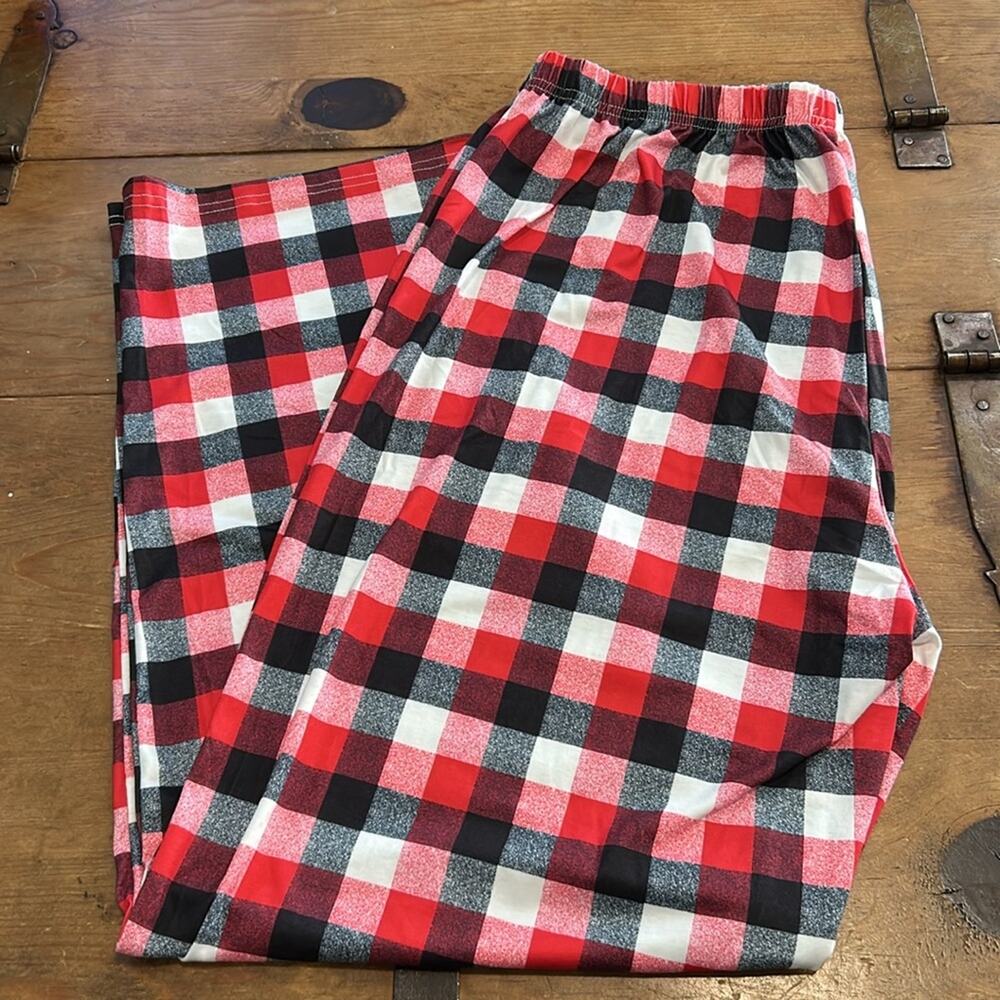 Mens Festive Reindeer Pajama Set w/ Red Plaid Pants Size XXL - Picture 5 of 6